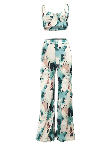 Morchique Printed Cami Top & Wide-Leg Pants Set