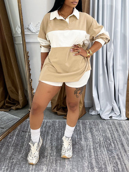 Two-Tone Polo Tee & Shorts Set