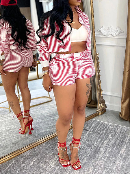 Stripe Shirt & Shorts Set