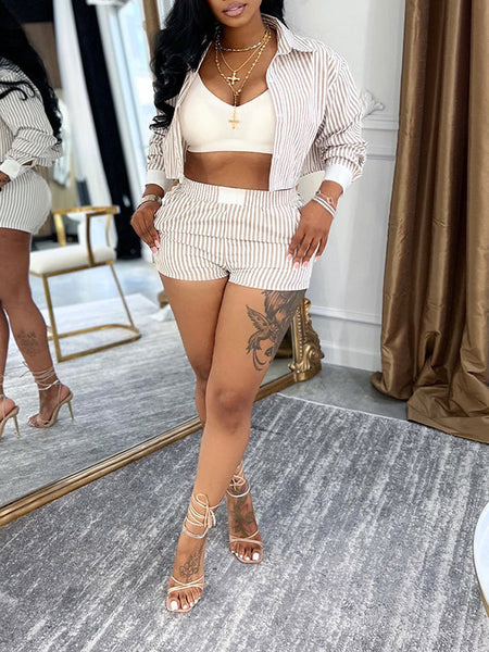 Stripe Shirt & Shorts Set