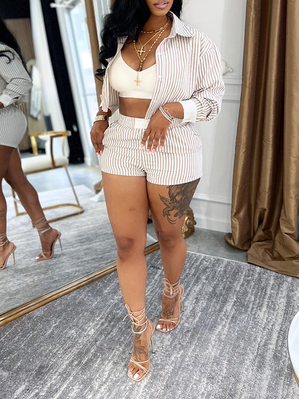 Stripe Shirt & Shorts Set