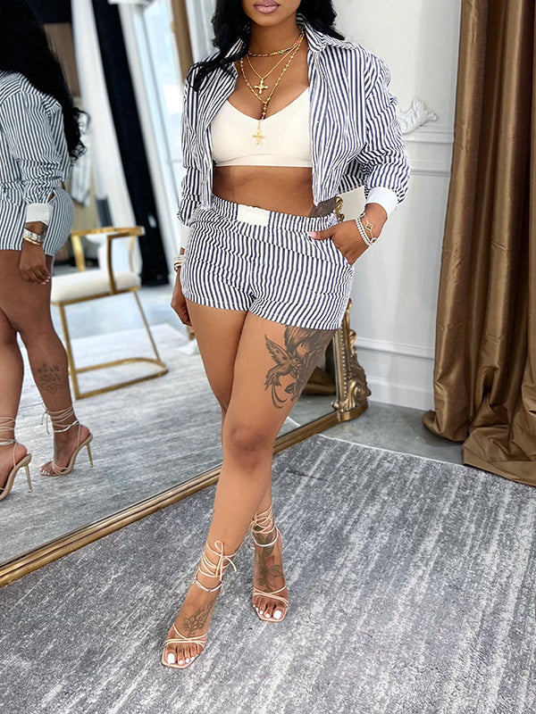Stripe Shirt & Shorts Set