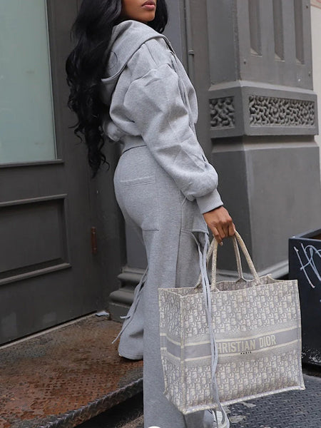 Fringe Zip Hoodie & Pants Set