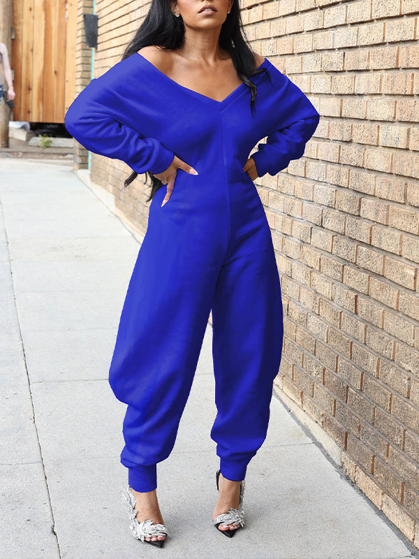 Morchique Solid V-Neck Jogger Jumpsuit
