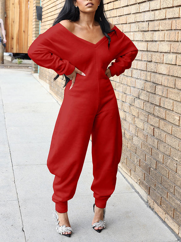 Morchique Solid V-Neck Jogger Jumpsuit