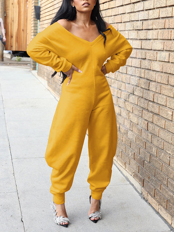 Morchique Solid V-Neck Jogger Jumpsuit