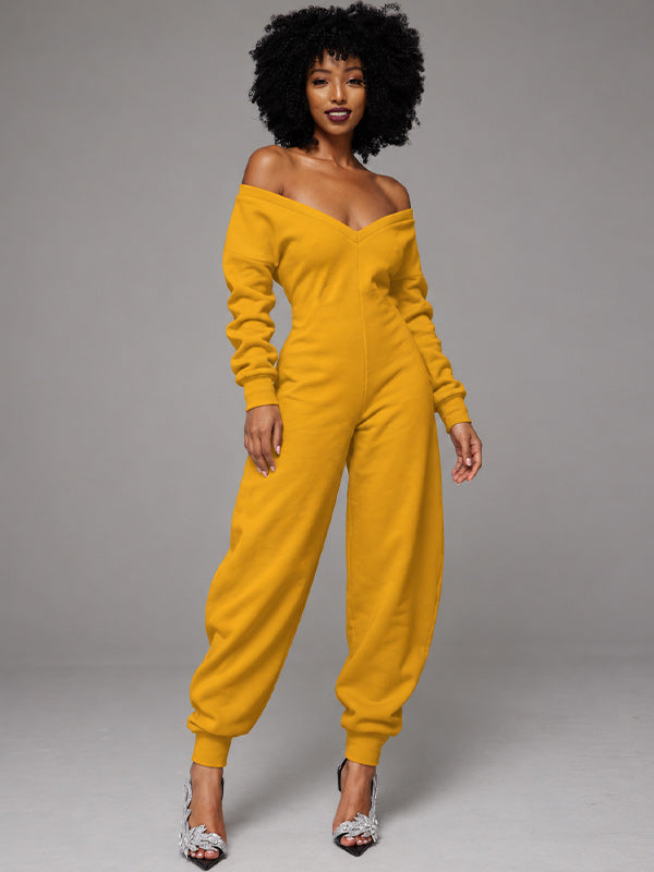 Solid V-Neck Jogger Jumpsuit