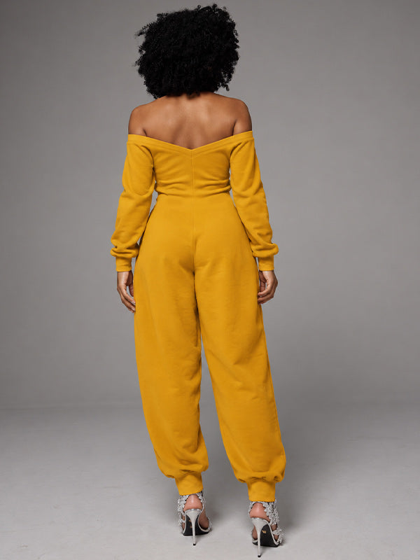 Solid V-Neck Jogger Jumpsuit