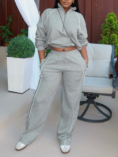 Stripe Zip Sweatshirt & Pants Set
