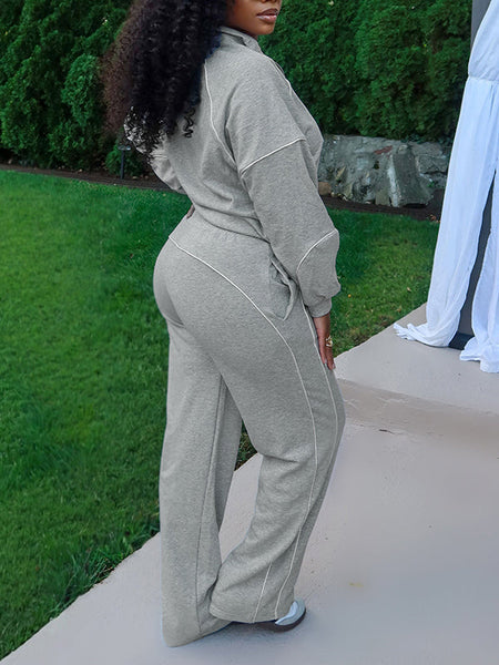 Stripe Zip Sweatshirt & Pants Set