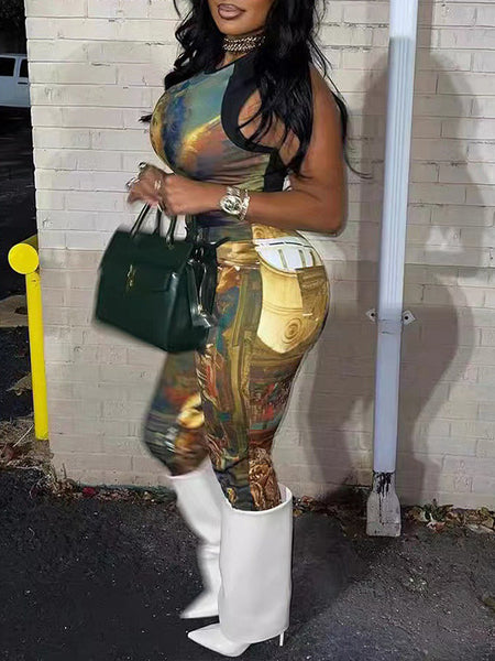 Printed Tank Top & Pants Set