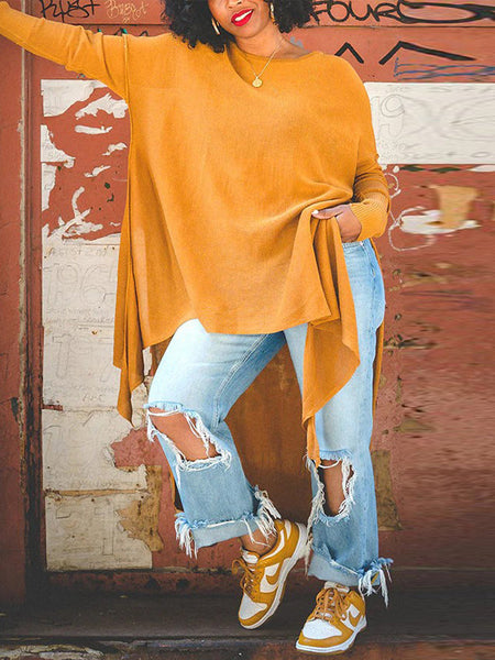 Morchique Asymmetric Knit Tunic Top