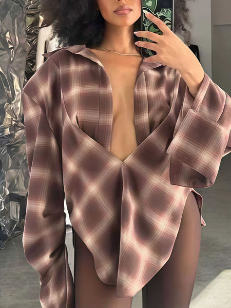 Plaid Asymmetric Shirt