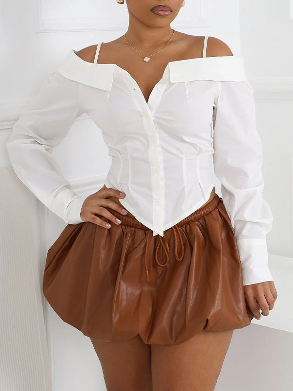 Solid Cold-Shoulder Shirt