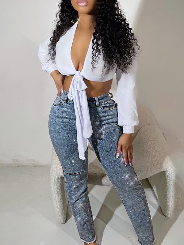 Morchique  Studded Ripped Jeans