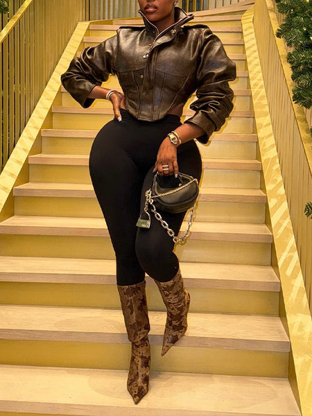 Morchique Faux-Leather Corset Jacket