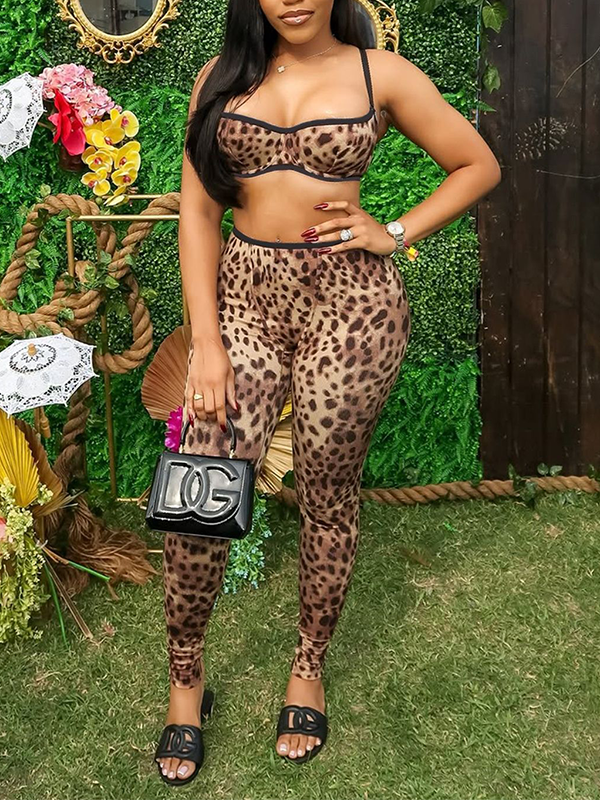 Leopard Bandeau Top & Pants Set