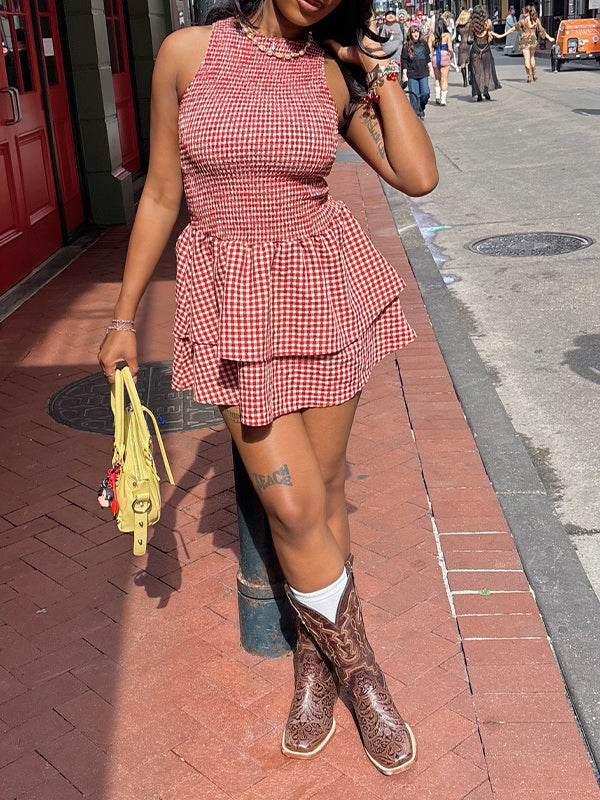 Vichy Plaid Sleeveless Dress