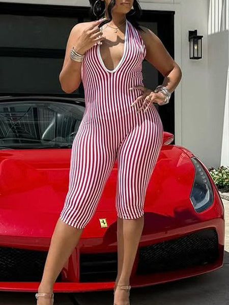 Stripe Halter Jumpsuit