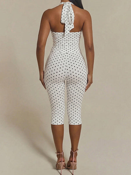 Dot Halter Top & Capri Pants Set