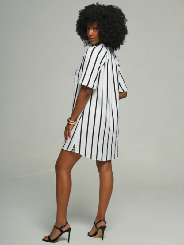Printed V-Neck Cute Dress