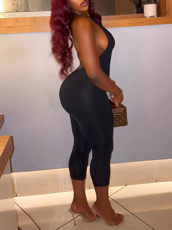 Solid Halter Skinny Jumpsuit