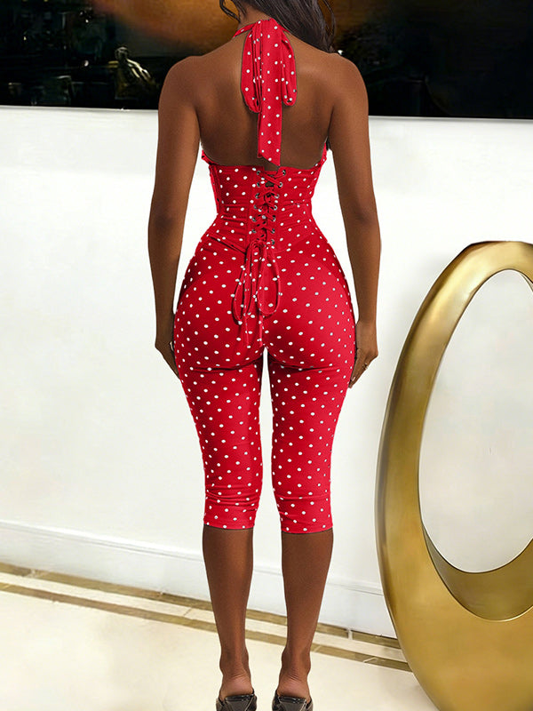 Dot Halter Capri Jumpsuit
