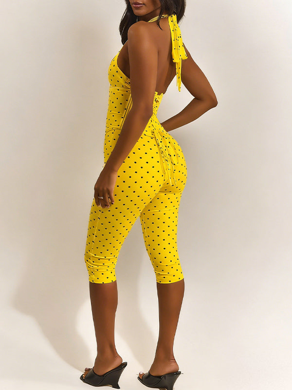 Dot Halter Capri Jumpsuit
