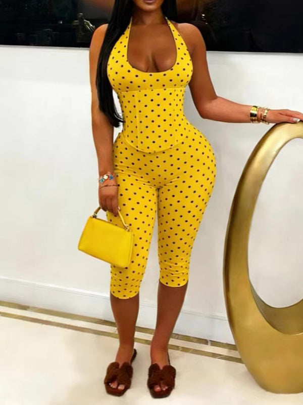 Dot Halter Capri Jumpsuit