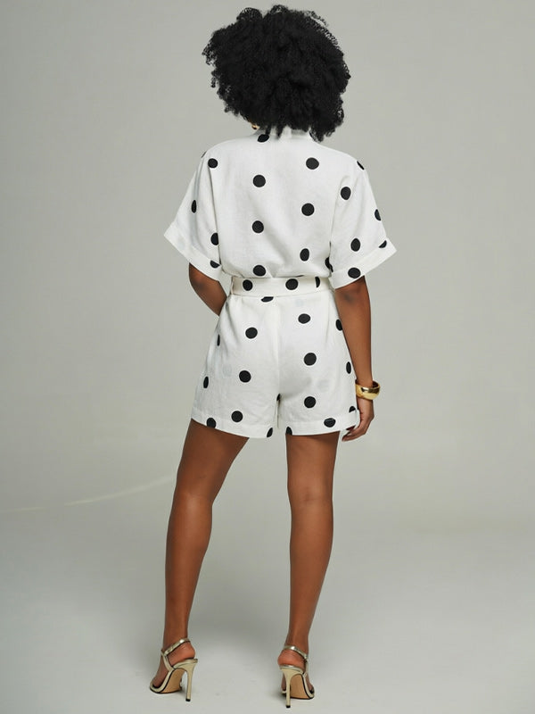 Dot Tied Kimono & Shorts Set