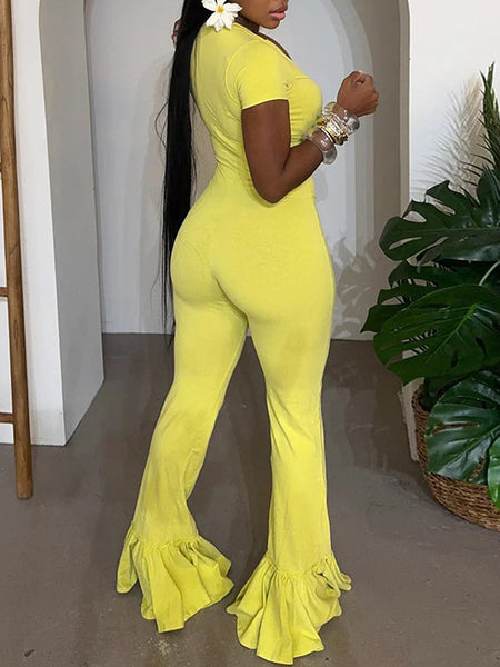 Zip-Front Flared Jumpsuit