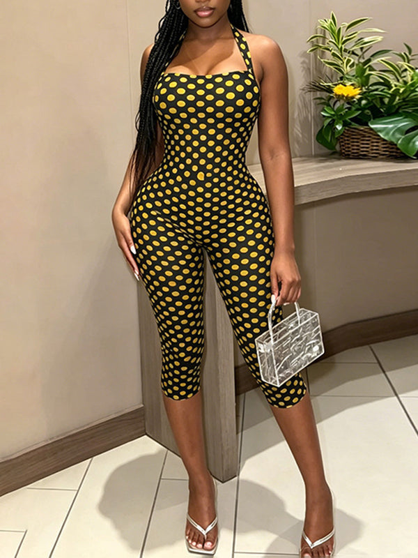 Dot Halter Capri Jumpsuit