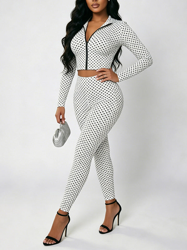 Dot Zip Top & Pants Set