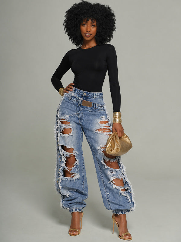 Distressed Jogger Jeans