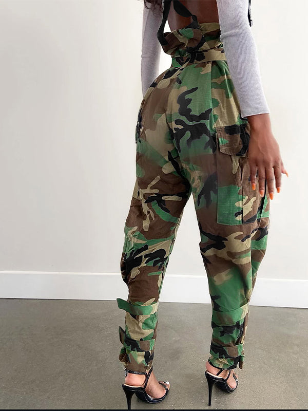 Camo High-Waist Cargo Overalls