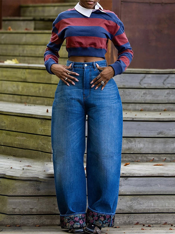 Stripe Cropped Sweatshirt