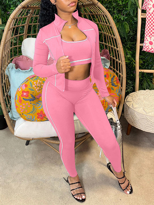 Stripe Jacket 3PC Pants Set