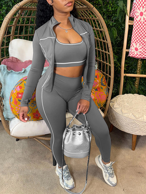 Stripe Jacket 3PC Pants Set