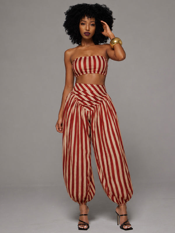 Stripe Tube Top & Bloomer Pants Set