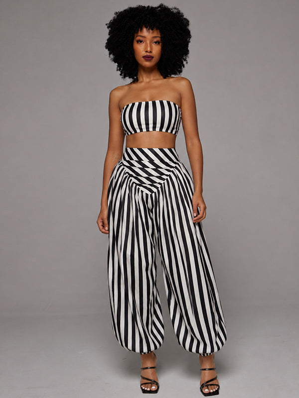 Stripe Tube Top & Bloomer Pants Set