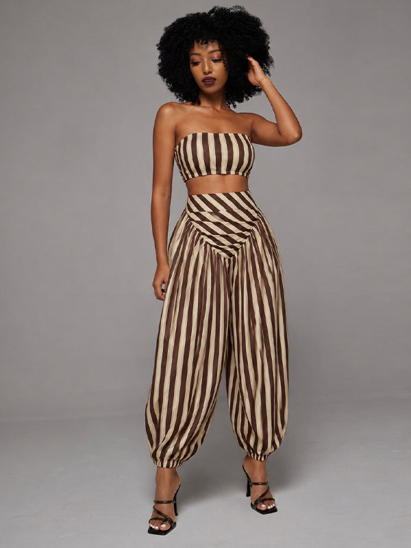 Stripe Tube Top & Bloomer Pants Set