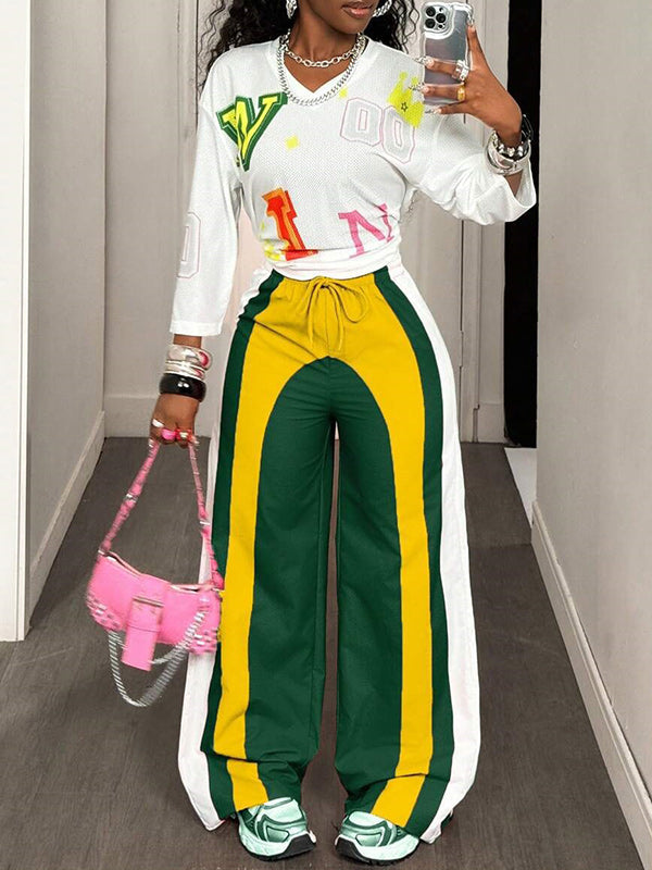 Colorblock Wide-Leg Pants