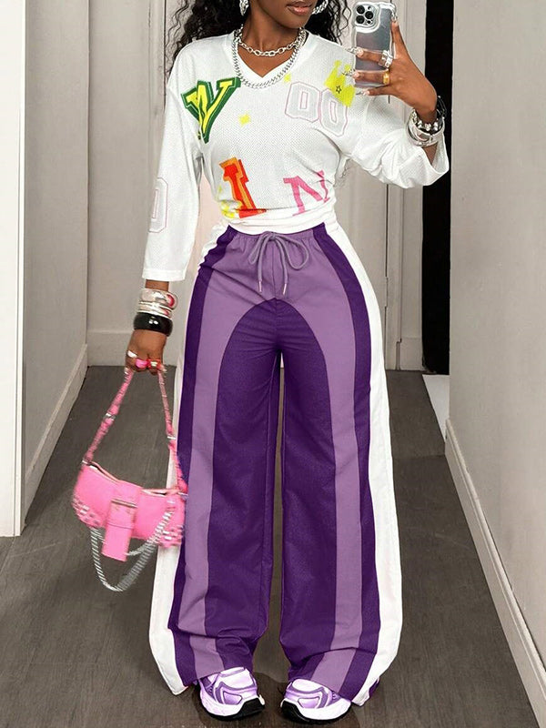 Colorblock Wide-Leg Pants