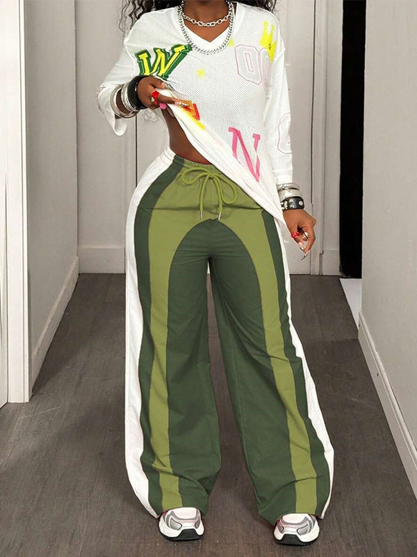 Colorblock Wide-Leg Pants