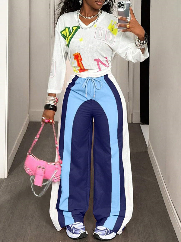 Colorblock Wide-Leg Pants