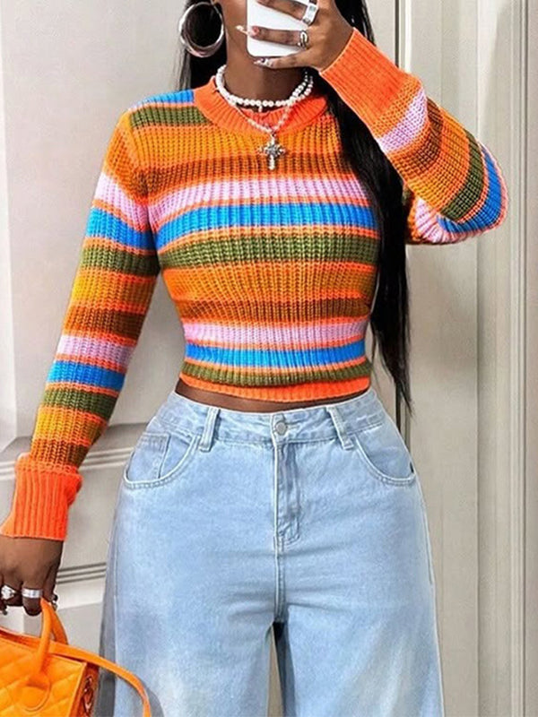 Stripe Round-Neck Sweater