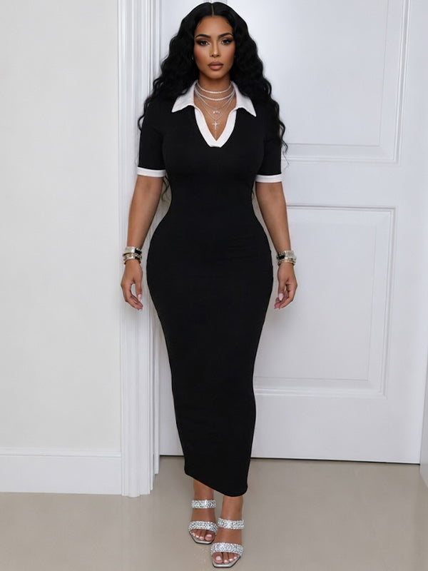 Contrast Polo Dress