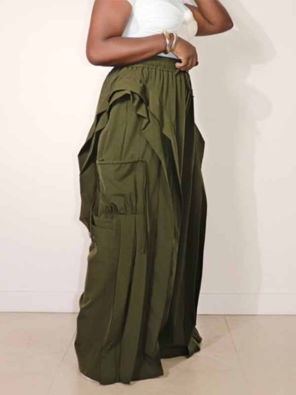 Ruffle Wide-Leg Pants