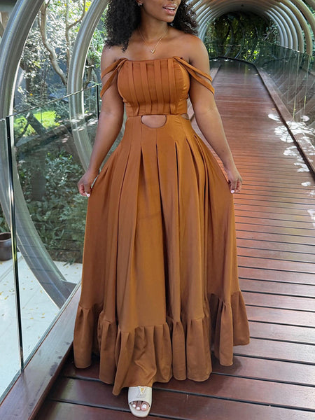 Off-Shoulder Cutout Maxi Dress