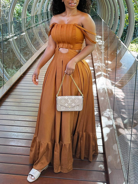 Off-Shoulder Cutout Maxi Dress